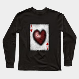 Ace of Hearts with Moon Long Sleeve T-Shirt